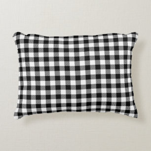 Buffalo Gingham Black And White Check Plaid   Accent Pillow