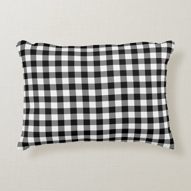 Buffalo Gingham Black And White Check Plaid   Accent Pillow (Front)