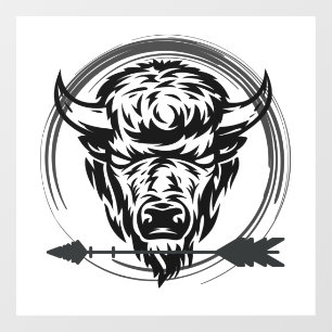 Buffalo Head and Arrow Window Cling