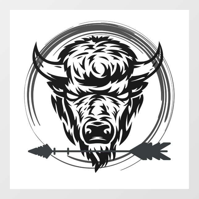 Buffalo Head and Arrow Window Cling (Sheet)