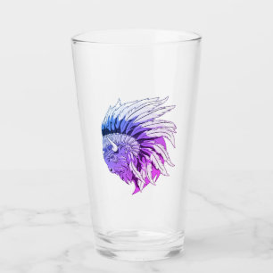Buffalo Head With indian Headdress Glass