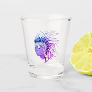 Buffalo Head With indian Headdress Shot Glass