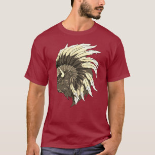 Buffalo Head With indian Headdress T-Shirt