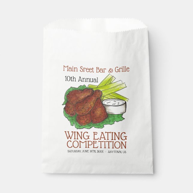 Buffalo Hot Chicken Wings Wing Eating Competition Favour Bag (Front)