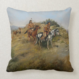 Buffalo Hunt, 1891 (oil on canvas) Throw Pillow