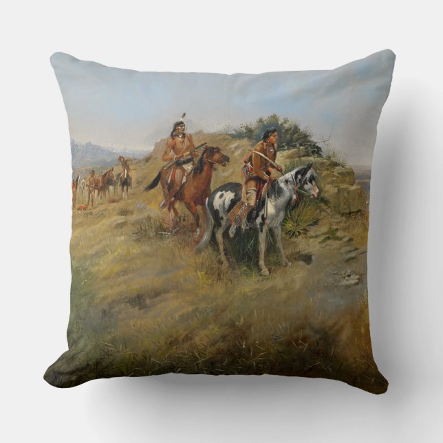 Buffalo Hunt, 1891 (oil on canvas) Throw Pillow (Front)