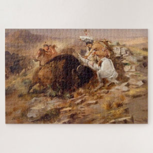 Buffalo Hunt Native American Hunters Jigsaw Puzzle