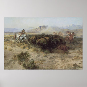 Buffalo Hunt No. 26 by CM Russell, Vintage Indians Poster
