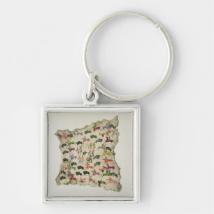 Buffalo hunt (pigment on elk-skin) keychain