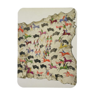 Buffalo hunt (pigment on elk-skin) magnet