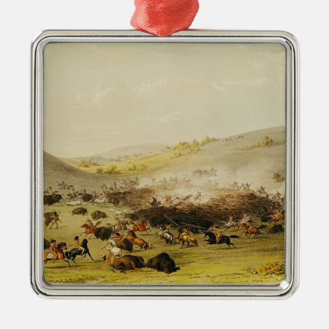 Buffalo Hunt, Surround, c.1832 Metal Ornament (Front)