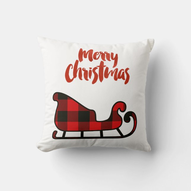Buffalo Lumberjack Plaid Merry Christmas Pillow (Front)