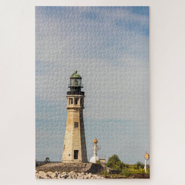 Buffalo Main and North Breakwater Lighthouses Jigsaw Puzzle (Vertical)