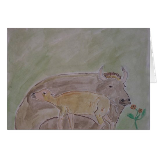 buffalo mother and calf card