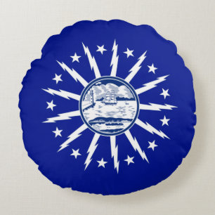 Buffalo (New York) City flag Round Pillow