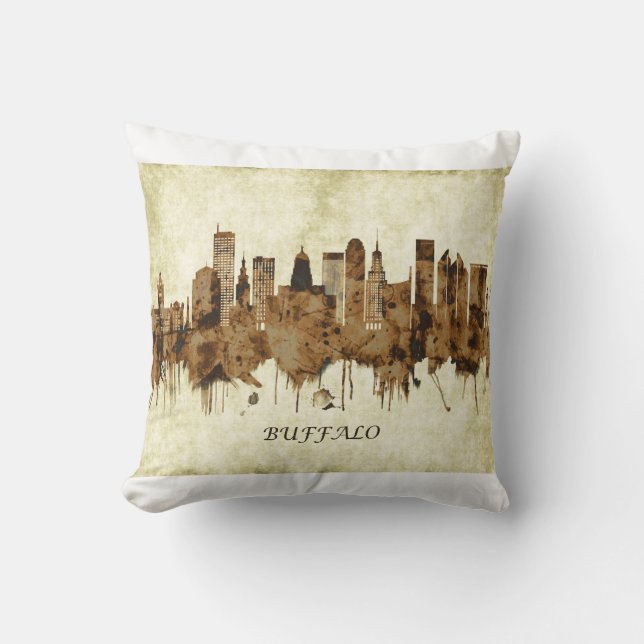 Buffalo New York Cityscape Throw Pillow (Front)