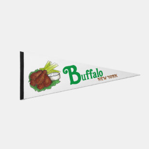 Buffalo New York NY Hot Chicken Wings Celery Pennant Flag