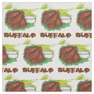 Buffalo New York NY Spicy BBQ Chicken Wings Fabric