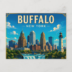🌊 Buffalo New York Skyline And Waterfront Postcard