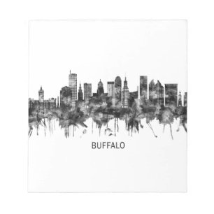 Buffalo New York Skyline BW Notepad