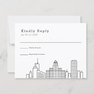 Buffalo, New York Wedding   Stylized Skyline RSVP Card