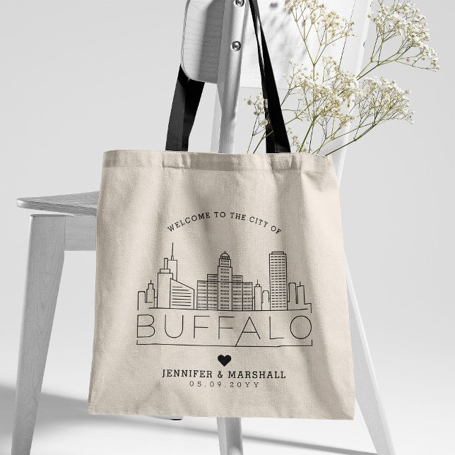 Buffalo, New York Wedding | Stylized Skyline Tote Bag (Creator Uploaded)