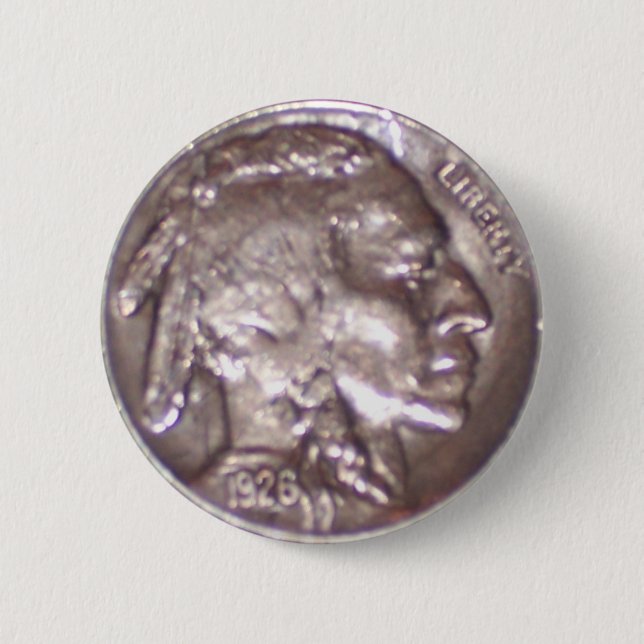 Buffalo Nickel 2 Inch Round Button (Front)