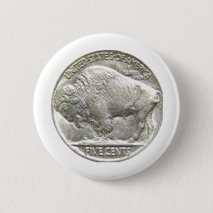 BUFFALO NICKEL 2 INCH ROUND BUTTON