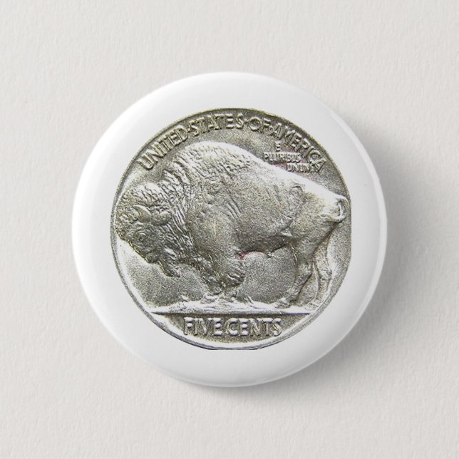 BUFFALO NICKEL 2 INCH ROUND BUTTON (Front)