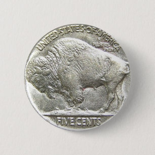 BUFFALO NICKEL 2 INCH ROUND BUTTON