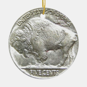 BUFFALO NICKEL CERAMIC ORNAMENT