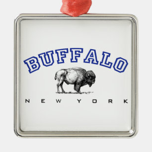 Buffalo, NY - Bison Metal Ornament