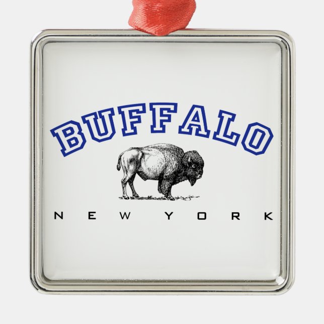 Buffalo, NY - Bison Metal Ornament (Front)
