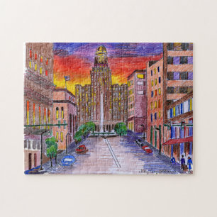 Buffalo NY City Hall Mary Kunz Goldman Art Jigsaw Puzzle