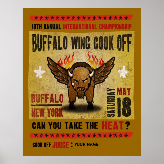 Buffalo, NY - Fire Hot Buffalo Wing Cook-Off Poster (Front)