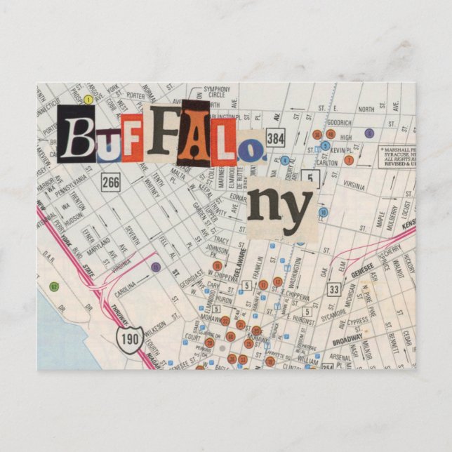 Buffalo NY Maps Collage Postcard 35 (Front)