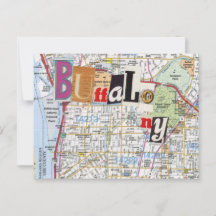 Buffalo NY Maps Collage postcard 40