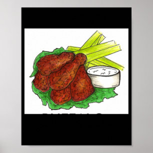 Buffalo Ny New York Hot Bbq Chicken Wings Celery _ Poster