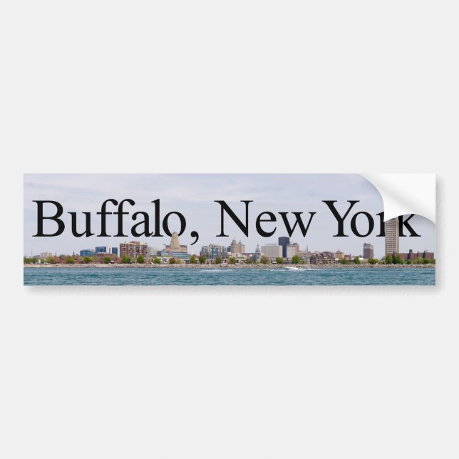 Buffalo NY Skyline with Buffalo in the Sky Sticker (Front)