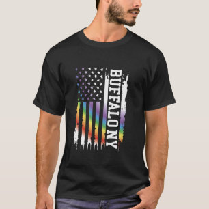 Buffalo Ny United States Distressed Rainbow w US F T-Shirt
