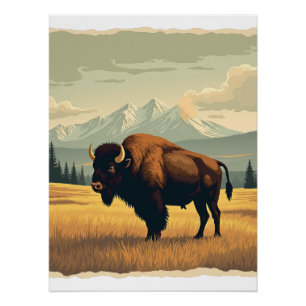 Buffalo on the plain poster