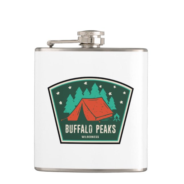 Buffalo Peaks Wilderness Colorado Camping Hip Flask (Front)