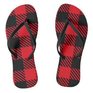 Buffalo Plaid Adult Flip Flops, Slim Straps Flops