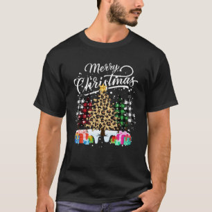Buffalo Plaid and Leopard Merry Christmas Tree Gro T-Shirt