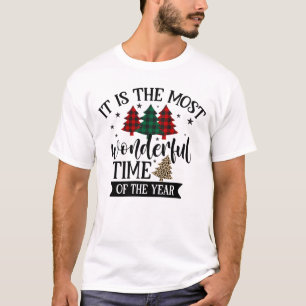 Buffalo Plaid and Leopard Pattern Christmas T-Shirt