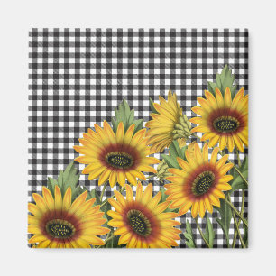Buffalo Plaid and Sunflowers Magnet