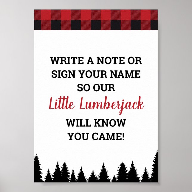 Buffalo Plaid Baby Shower Guest Book Sign Print (Front)