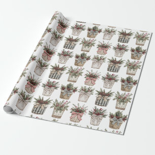 Buffalo Plaid Basket   Farmhouse Christmas   Wrapping Paper