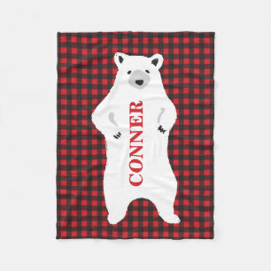 Buffalo plaid bear standing personalized blanket