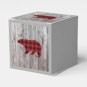 buffalo plaid bear wild one 1st birthday party favor box